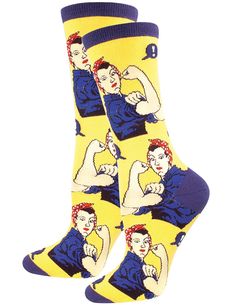 PRICES MAY VARY. Women's crew length sock Fits women's shoes sizes 5-10 Made in Korea Designed in California Rosie The Riviter, Women Crew Socks, Rosie The Riveter, Funny Socks, Novelty Socks, Ebay Clothing, Women Humor, Cool Socks, Cotton Socks