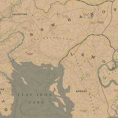 an old map shows the location of several rivers