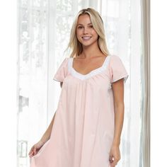 Step into a world of timeless elegance with the Alexander Del Rossa Women's Cotton Nightgown. This long, flowing nightgown is crafted from premium 100% cotton, ensuring a soft, breathable experience that's gentle on the skin. Perfect for relaxing evenings or leisurely mornings, its vintage Victorian design exudes sophistication and comfort.

- Material: 100% Cotton
- Color: Pink Peach
- Size: Available up to 2X
- Gender: Female
- Features: Lace trim neckline, short sleeve cuffs, A-line silhouett Feminine Cotton Nightgown For Loungewear, Elegant Cotton Nightgown For Sleepover, Feminine Short Sleeve Nightgown For Bedtime, Feminine Short Sleeve Nightgown For Home, Feminine Cotton Nightgown For Hospital, Elegant Cotton Sleepwear For Night, Feminine Short Sleeve Cotton Nightgown, Flowing Nightgown, Old Lady Nightgown