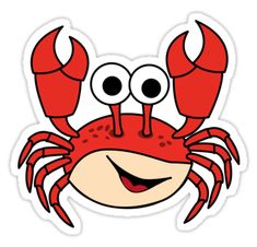 a red crab sticker with googly eyes on it's face and legs