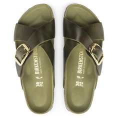 Siena Big Buckle Oiled Leather Olive Green | BIRKENSTOCK Green Birkenstock, Birkenstock Siena, Black Birkenstock, Camila Morrone, Off The Beaten Path, Mom Gifts, Mode Inspo, Crazy Shoes, Unusual Gifts