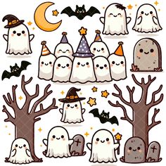 halloween clipart with ghost and tombstones