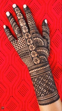 the hand is decorated with intricate designs