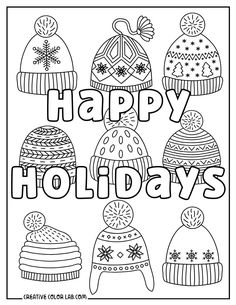 Cabled knit winter hats coloring page. Coloring Pages Winter, Trapper Hats, Crochet Hat Pattern, Knit Or Crochet, Printable Designs