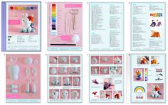 the instructions for making unicorns are shown in several different styles and colors, including pink