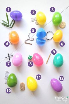 an image of easter eggs with numbers on the side for counting and matching them up