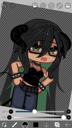 an animated girl with black hair and green eyes is shown in this screenshoter