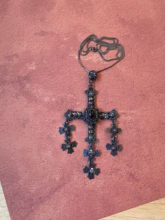 Vintage Catholic Jewelry, Black Cross Pendant For Formal Occasions, Victorian Cross Necklace For Formal Occasion, Antique Cross Pendant Necklace For Formal Occasions, Black Cross Pendant Necklace For Formal Occasions, Elegant Black Necklace With Oxidized Finish, Black Cross Jewelry For Formal Occasions, Elegant Black Necklaces With Oxidized Finish, Elegant Metal Crucifix Necklace