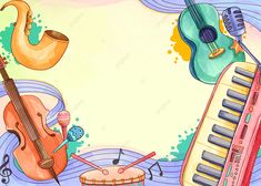 an illustration of musical instruments and music notes