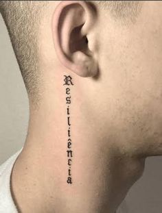 Word Neck Tattoos, Resilience Tattoo, Chest Tattoo Drawings, Tattoo Letters, Band Tattoos For Men, Wing Tattoo Men, Celtic Tattoo Designs, Tattoo Quotes For Men, Small Neck Tattoos