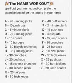 the name workout is shown in this exercise sheet for kids to practice their strength and flexibility