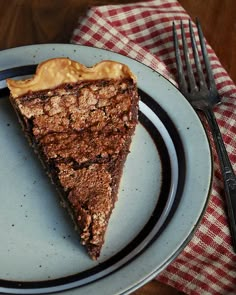 a piece of pie on a plate with a fork