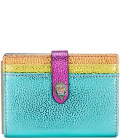 From Kurt Geiger London&#x2C; the Rainbow Metallic Card Holder Wallet features:Leather exteriorPolyester liningCredit card slotsEagle head detailApprox. 6.69'' W x 3.30'' H x 0.39'' DImported. Kurt Geiger Wallet, Purse Essentials, Handbag Essentials, Rainbow Card, Girly Bags, Girly Accessories, Designer Wallets, Knee High Leather Boots, Cute Purses