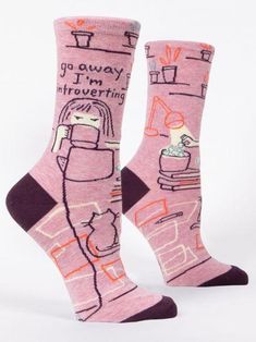 Crew socks. Fits women's shoe sizes 5-10. 62% nylon; 35% combed cotton; 3% spandex. Blue Q Socks, Knitting Notions, Blue Q, Women Crew Socks, Fabric Yarn, Funny Socks, Sock Patterns, Cotton Socks, Ankle Socks