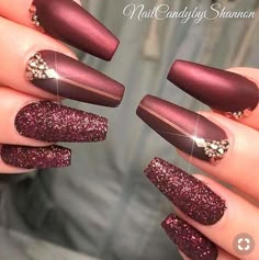 Burgundy Nail Polish, Burgundy Nail Designs, Burgundy Nails, Almond Nail, Her Nails, Manicure Nails, Nails Inc, Prom Nails