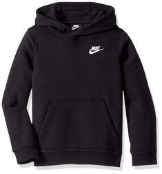 PRICES MAY VARY. CLASSIC STYLE, WARM COVERAGE: Wear it alone or as a layer, the Nike Sportswear Pullover Hoodie for boys is perfect for all of your cool weather workouts. STANDARD FIT: This hoodie is designed with a standard fit for a relaxed, easy feel. Nike Swoosh logo on left chest. WARM FLEECE: This boys' hoodie is made of fleece that feels extra soft on the inside to help keep you warm with a hood that provides customized coverage. KANGROO POCKET: This hoodie for boys has a front kangaroo pocket that keeps your hands warm and comfy. KIDS' HOODIE: Imported, machine wash, fabric: body: 80% cotton/20% polyester, hood lining fabric: 100% cotton, rib fabric: 97% cotton/3% spandex Hoodie For Boys, Tops Nike, Nike Swoosh Logo, Nike Boy, Nike Sweater, Swoosh Logo, Hoodie Outfit, Nike Kids, Active Hoodie