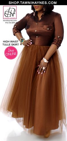 Finely gathered tulle sculpts the outside layer of this skirt. Stretch Full Tulle Maxi Skirt, African Skirt Outfit, Choir Uniforms, Tulle Skirt Tutorial, Colour Palate, High Skirt, Celebrity Dresses Red Carpet, Skirts Outfits, Church Attire