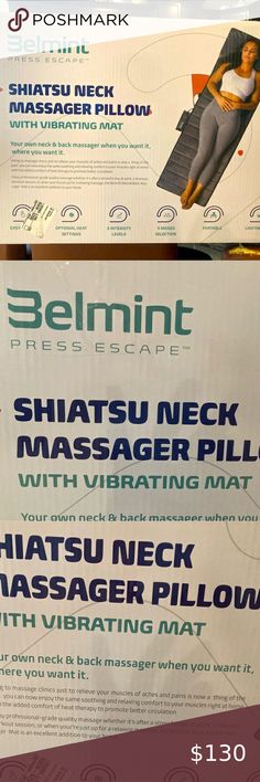 Eelmint Press Escape Shiatsu Neck Massager Pillow With Vibration Mat. Neck And Back Massager, Massage Clinic, Neck Massager, Back Massager, Heat Therapy, Level 5, Workout Session, Neck Massage, Portable Light