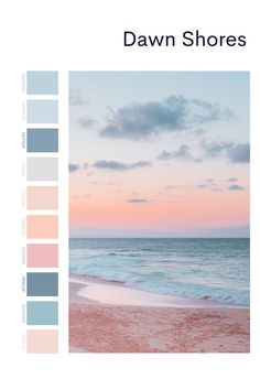 an image of the ocean and sky with color swatches on it, which are in shades