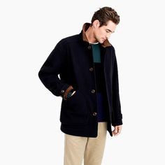 J.Crew Always Unisex1983 Wool Barn Jacket, K1765 In Dark Navy (With Dark Brown Corduroy Trim And Collar) - The Dark Navy Is Almost Black In Real Life Lining: 100% Cotton, Shell: 80% Wool, 20% Nylon Https://Www.Jcrew.Com/P/Mens/Categories/Clothing/Coats-And-Jackets/Anorak/Unisex-1983-Barn-Jacket/G7095 Please Note That The Model Is Wearing A Dark Moss With Light Brown Corduroy, Same Style As The Coat For Sale But In Different Colors Fall Workwear Sport Coat With Padded Collar, Fall Sport Coat With Padded Collar For Work, Casual Sport Coat With Padded Collar For Work, Casual Sport Coat For Work With Padded Collar, Navy Utility Jacket With Button Closure For Winter, Classic Winter Utility Jacket With Padded Collar, Navy Padded Collar Outerwear For Fall, Navy Outerwear For Cold Weather In Fall, Men Peacoat