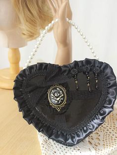 Heart Shaped Tote Bag, Goth Tote Bag, Goth Purse, Gothic Purse, Gothic Bag, Heart Shaped Bag, Bag Details, Heart Bag, Girls Handmade