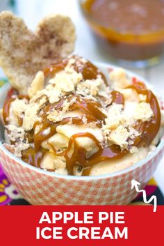 an apple pie ice cream in a bowl