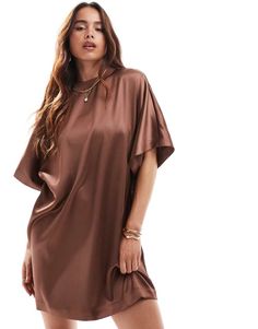 Dresses by ASOS DESIGN Low effort, high reward Plain design Crew neck Short sleeves Oversized fit Formal Dresses Graduation, Winter Party Dress, Long Sleeve Floral Dress, Sweaters And Leggings, Satin Slip Dress, Plain Design, Maxi Dress Trend, Orange Dress, Linen Dresses