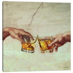 two hands holding glasses filled with drinks