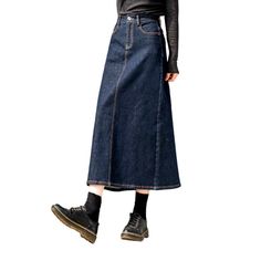 Introducing the new 2023 Spring-Summer Collection's elongated casual denim skirt, a perfect expression of casual style! Fashioned from premium quality denim, this versatile skirt features a high-waisted silhouette and a sleek slim fit for optimal comfort. With its unique stonewashed distressed pattern and zipper & button closure, this casual skirt is the ideal choice for any occasion.Why You'll Love It: Stonewashed Distressed Pattern: A truly unique design, perfect for expressing your individual Stylish Denim Skirt, Denim Skirts Online, Casual Denim Skirt, Womens Denim Skirts, Unique Skirts, Long Denim Skirt, Dark Outfits, New 2023, Casual Skirt