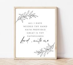 a framed print with the words lord and one hand written in cursive writing