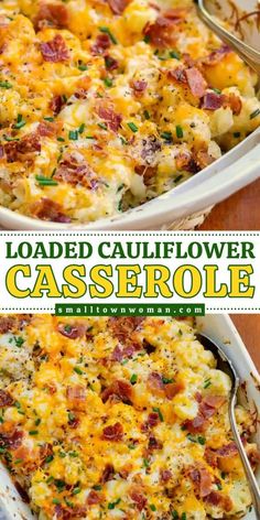 loaded cauliflower casserole with ham and cheese