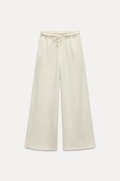 RUSTIC PLUSH PANTS Zara Neutral Trousers, Zara Sweatpants, Zara High-waisted Sweatpants, Zara Neutral High-waisted Pants, Zara Wide-leg Beige Bottoms, High Waisted White Pants, Zara High-waisted Sweatpants With Elastic Waistband, Plush Pants, Desired Wardrobe