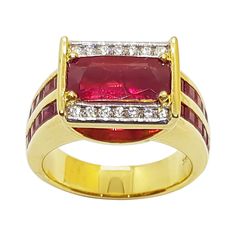 Ruby 2.16 carats with Diamond 0.16 carat and Ruby 0.98 carat Ring set in 18 Karat Gold Settings Width: 1.3 cm Length: 1.1 cm Ring Size: 54 Total Weight: 12.99 grams "We first opened doors in 1980 when it was then situated in the vicinity of the Victory Monument; a small and modest storefront with a couple of counters. From its humble beginnings to where it stands today, our company has proven its abilities as a jeweler. Since the beginning, we have been supplying fine quality pieces to dealers, Luxury Ruby Jewelry Channel Set, Luxury Ruby Ring With Diamond Baguette Cut, Luxury Diamond Ruby Ring With Baguette Cut, Luxury Ruby Channel Set Jewelry, Luxury Channel Set Ruby Jewelry, Ruby Diamond Ring With Vvs Clarity And Baguette Cut, Luxury Ruby Ring With Vvs Clarity And Emerald Cut, Luxury Emerald Cut Ruby Ring With Vvs Clarity, Luxury Ruby Ring Channel Set For Anniversary