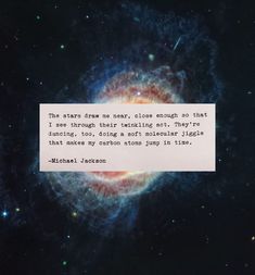 a quote from michael jackson on the origin of space and how it's different