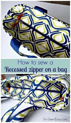 how to sew a zippered zipper on a bag