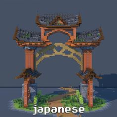 an image of a japanese gate made out of lego blocks with the words japan on it