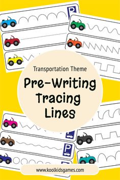 transportation theme pre - writing lines for preschool