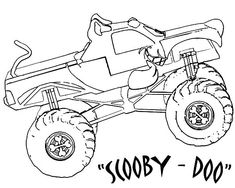 a cartoon monster truck with the words sorry dog on it's front and side