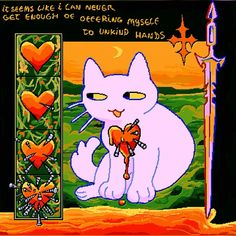 an image of a cartoon cat holding a heart