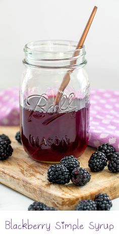 blackberry simple syrup recipe in a mason jar