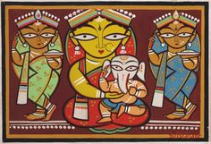 Parvati And Ganesh, Ma Parvati, Diwali Painting, Indian Arts And Crafts, Kerala Mural Painting, Indian Art Gallery