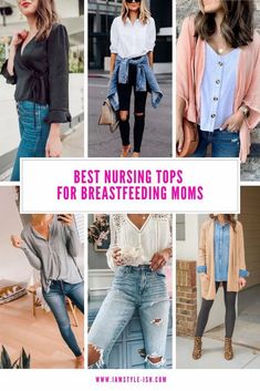 Sharing a roundup of the best nursing tops for breastfeeding moms. A list of nursing friendly styles that are essential during breastfeeding. Post Partum Outfits Nursing, Breastfeeding Dress Styles, Breastfeeding Outfit Ideas, Breastfeeding Outfits Summer, Nursing Outfits Breastfeeding, Organizing Bras, Nursing Friendly Outfits Summer, Nursing Mom Outfits, Postpartum Outfits Summer