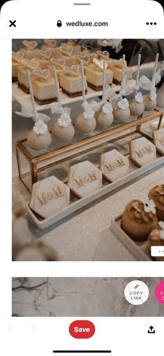 an image of some desserts on a table with the words wedluxe com