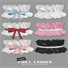 four different types of garters with bows on them