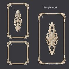 an ornate frame is shown with the measurements for each piece