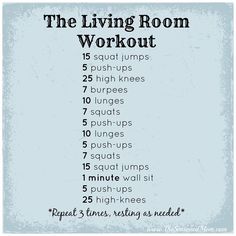 the living room workout is shown in black and white with an old - fashioned blue background