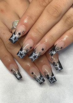 Black Acrylic Nails, Punk Nails, Goth Nails, Grunge Nails, Unique Acrylic Nails, Funky Nails, Pretty Acrylic Nails, Dope Nails