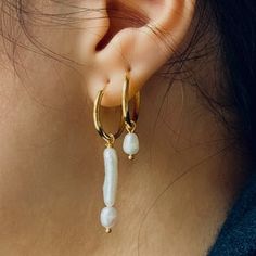 Pearl Earrings Freshwater Pearl White Pearl Leaf and Pearl | Etsy White Pearl Drop Hoop Earrings In 14k Gold, White Pearl Huggie Earrings With Pearl Charm, Delicate White Hoop Earrings With Pearl Charm, White Pearl Charm Dangle Huggie Earrings, Dainty White Hoop Earrings With Pearl Drop, White Small Hoop Pearl Earrings With Charm, White Dangle Hoop Earrings With Pearl Charm, White Small Hoop Huggie Earrings With Pearl Drop, White Hoop Huggie Earrings With Pearl Charm