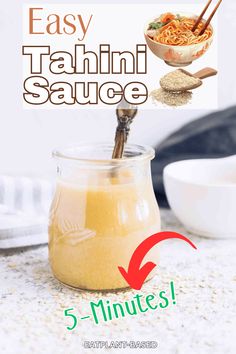 an easy tahini sauce recipe in a jar