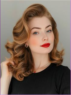 40s Hollywood Hair, Vintage Hairstyle Long Hair, Old Hollywood Bride, Retro Waves Hair, Hair Vintage Style, Old Hollywood Hairstyles, Homeschool Aesthetic, 1950 Hair